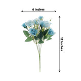 4 Bushes | 12inch Dusty Blue Real Touch Artificial Silk Rose Flower Bouquet