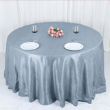 132inch Dusty Blue Accordion Crinkle Taffeta Seamless Round Tablecloth