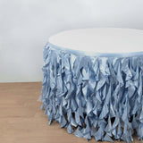 17FT Dusty Blue Curly Willow Taffeta Table Skirt