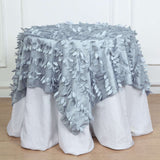 54" Dusty Blue 3D Leaf Petal Taffeta Fabric Square Table Overlay