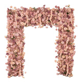 8ftx8ft Roll Up Flower Backdrop for Arch Stand, Dusty Rose with Fabric Backing Artificial Silk Roses