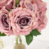 2 Bushes | 17inch Dusty Rose Premium Silk Jumbo Rose Flower Bouquet, Floral Arrangements