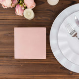 20 Pack | Dusty Rose Soft Linen-Feel Airlaid Paper Cocktail Napkins, Highly Absorbent Disposable