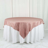 72x72Inch Dusty Rose Accordion Crinkle Taffeta Table Overlay, Square Tablecloth Topper