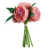 5 Flower Head Dusty Rose Peony Bouquet | Artificial Silk Peonies Spray