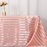 90x132inch Dusty Rose Satin Stripe Seamless Rectangular Tablecloth