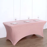 Dusty Rose Stretch Spandex Rectangle Tablecloth 8ft Wrinkle Free Fitted Table Cover