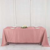 72"x120" Dusty Rose Polyester Rectangle Tablecloth, Reusable Linen Tablecloth