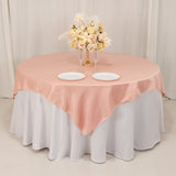 72x72inch Dusty Rose Lamour Satin Table Overlay, Square Tablecloth Topper