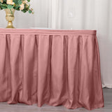 21ft Dusty Rose Pleated Polyester Table Skirt, Banquet Folding Table Skirt