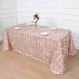 90x132inch Dusty Rose 3D Leaf Petal Taffeta Fabric Rectangle Tablecloth