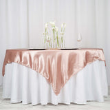 72" x 72" Dusty Rose Satin Square Tablecloth Overlay