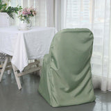 Dusty Sage Green Polyester Folding Chair Cover, Reusable Stain Resistant Slip On Chair Cover