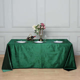 90x132inch Hunter Emerald Green Seamless Premium Velvet Rectangle Tablecloth, Reusable Linen