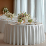 Scuba Round Tablecloth 132 White with Rhinestone Accents – Seamless, Wrinkle-Free