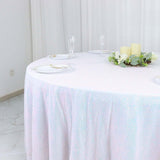 120Inch Iridescent Blue Sequin Round Tablecloth Premium Collection