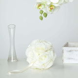 2 Pack | 7inch Cream Artificial Silk Rose Flower Ball, Silk Kissing Ball