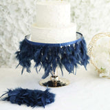 39" Navy Real Turkey Feather Fringe Trims With Satin Ribbon Tape