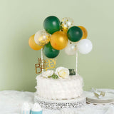 Confetti Balloon Garland Cloud Cake Topper, Mini Cake Decorations - Gold, Hunter Green & White