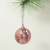 2inch Blush / Rose Gold Foam Disco Mirror Ball With Hanging Strings, Holiday Christmas Ornaments