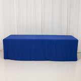 Royal Blue Fitted Premium Polyester Rectangle Tablecloth 8ft Table Cover For 96x30inch Table