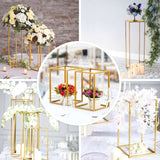 48inch Matte Gold Wedding Flower Stand - Metal Vase Column Stand - Geometric Centerpiece Vase