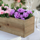 30"x6" | Natural | Rectangular Wood Planter Box Set With Removable Plastic Liners