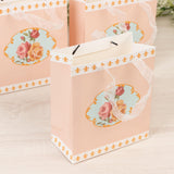 12-Pack Favor Bags Vintage Rose Floral Tea Party, Dusty Rose Paper Goodie Gift Bags
