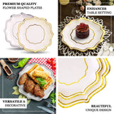 25 Pack | White/Gold 10inch Scallop Rim Dinner Party Paper Plates, Disposable Plates