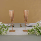 6 Pack | Blush/Rose Gold 5oz Plastic Champagne Flutes Disposable Glasses For Champagne