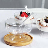 24 Pack | 6oz Crystal Clear Footed Disposable Dessert Cups With Spoons