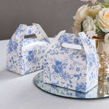 25 Pack White Blue Candy Gift Tote Gable Boxes with Chinoiserie Floral Print