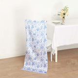 White Blue Satin Chiavari Chair Slipcover in French Toile Floral Print