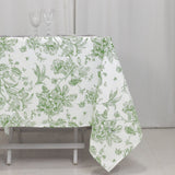 Polyester Square Tablecloth White - Dusty Sage Green French Toile Pattern for Elegant
