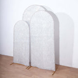 Set of 3 Silver Metallic Fringe Chiara Wedding Arch Covers With Tinsel Shag