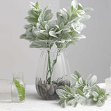 2 Stems | 24inch Tall Frosted Green Artificial Lambs Ear Leaf Indoor Plant