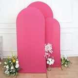 Set of 3 | Matte Fuchsia Spandex Fitted Chiara Backdrop Stand Cover For Round Top