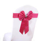 5 Pack | Fuchsia | Reversible Chair Sashes with Buckle | Double Sided Pre-tied Bow Tie Chair Bands | Satin & Faux Leather