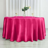 120" Fuchsia Satin Round Tablecloth