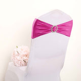 5 pack Metallic Fuchsia Spandex Chair Sashes With Attached Round Diamond Buckles