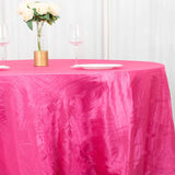 132inch Fuchsia Accordion Crinkle Taffeta Seamless Round Tablecloth