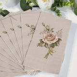 20 Pack Vintage Pink Ivory Rose Print Disposable Napkins, Soft 2-Ply Elegant Garden