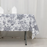 Polyester 60x102inch Rectangle Tablecloth White - Black French Toile Pattern for Elegant