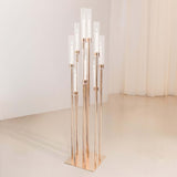 50inch Gold 10 Arm Cluster Taper Candle Holder With Clear Glass Shades Large Candle Arrangement