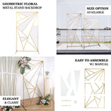 6ft Tall Gold Metal Rectangular Geometric Flower Frame Prop Stand