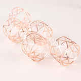 5 Pack | Metallic Blush/Rose Gold Geometric Napkin Rings, Paper Napkin Holders#whtbkgd