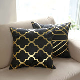 18inch Black/Gold Foil Geometric Print Throw Pillow Covers, Velvet Square Sofa Cushion Covers