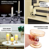 Set of 3 Clear Premium Glass Taper Candle Holders with Round Candle Tray