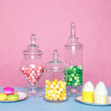 Set of 3 | Clear Glass Modern Apothecary Party Favor Candy Jars With Snap On Lids