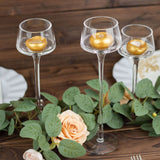 Set of 3 | Long-Stem Clear Glass Tealight Disc Candle Holders